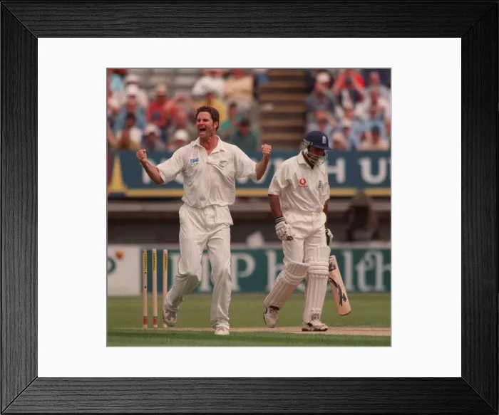 Framed Print : Aftab Habib Cricket Player Of England July 1999 Gets Out By The Bowling Of