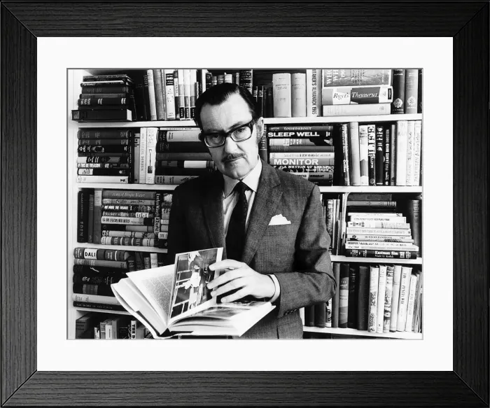 Framed Print : Alan Whicker TV presenter in his library in his flat May 1968 in Regents Park Framed Print : Alan Whicker TV presenter in his library in his flat May 1968 in Regents Park
