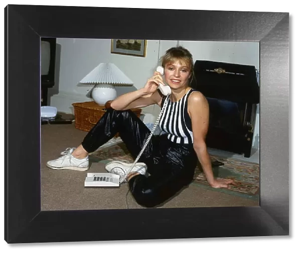 Louise Welsh at home on the telephone January 1989