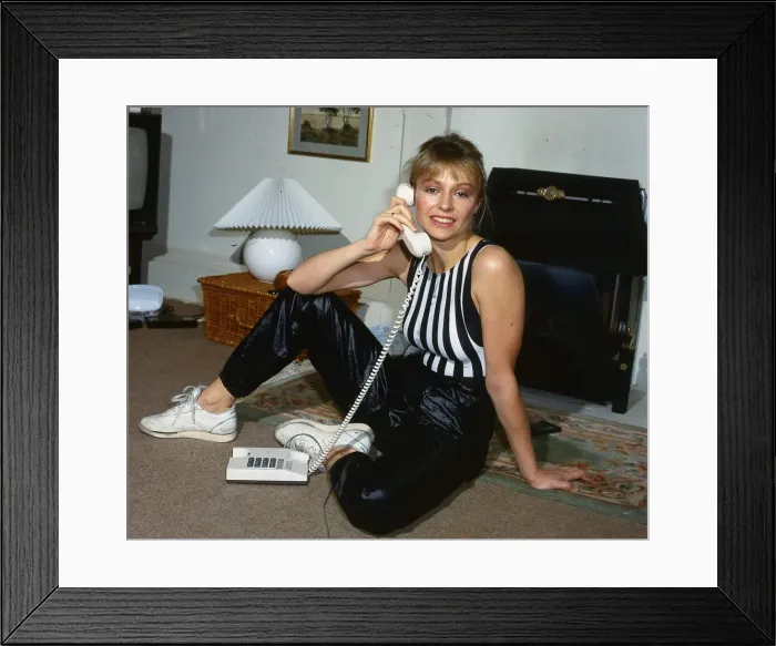 Framed Print : Louise Welsh at home on the telephone January 1989 Framed Print : Louise Welsh at home on the telephone January 1989