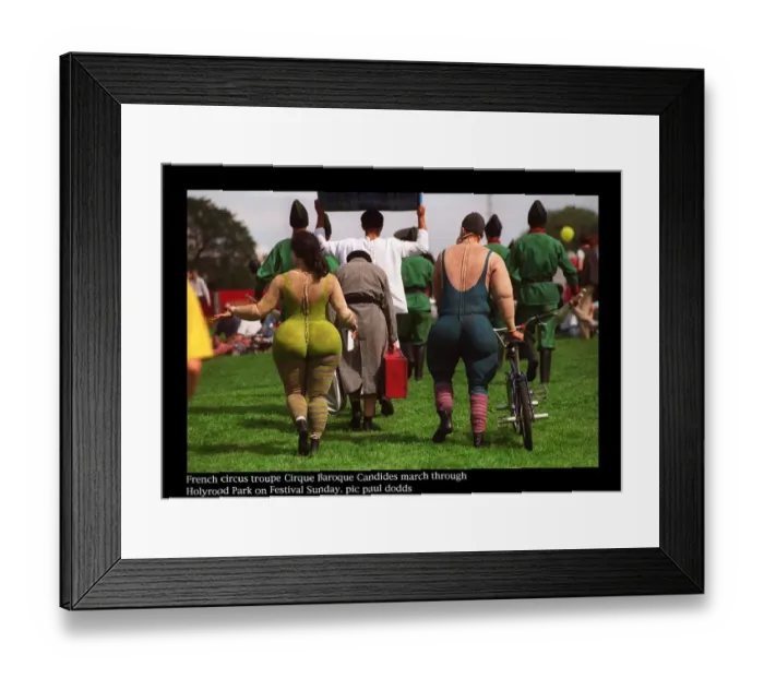 Framed Print : Edinburgh Fringe Festival August 1997 Cirque Baroque Candides French Circus troupe march Framed Print : Edinburgh Fringe Festival August 1997 Cirque Baroque Candides French Circus troupe march