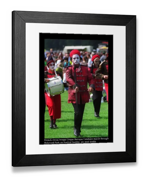 Framed Print : Edinburgh fringe festival august 1997 cirque baroque candides french circus troupe march Framed Print : Edinburgh fringe festival august 1997 cirque baroque candides french circus troupe march