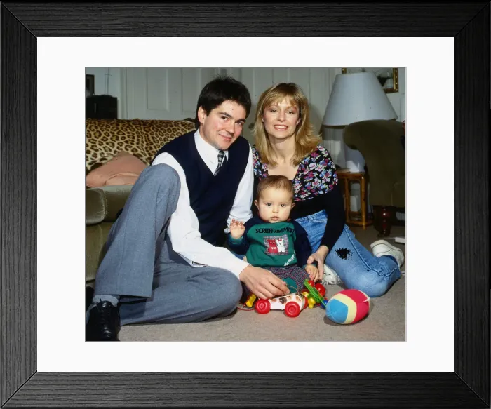 Framed Print : Louise Welsh, husband Roger and son Jonathan January 1989 Framed Print : Louise Welsh, husband Roger and son Jonathan January 1989