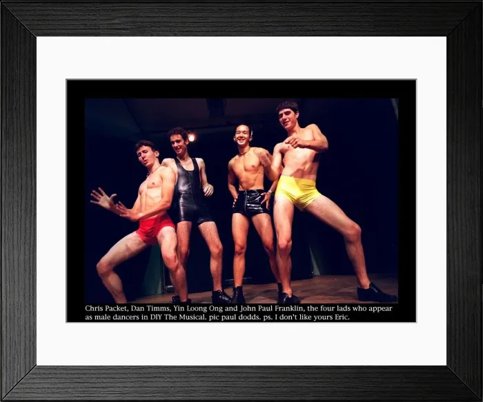 Framed Print : Diy the musical male dancers strippers in fringe show edinburgh festival august 1997