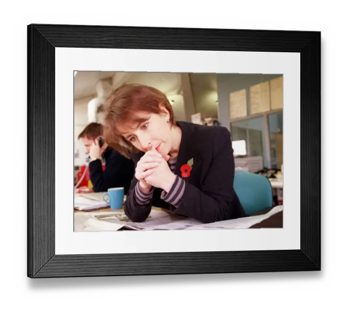 Framed Print : Kirsty Wark TV presenter reading newspaper at work November 1998 A©mirrorpix Framed Print : Kirsty Wark TV presenter reading newspaper at work November 1998 A©mirrorpix
