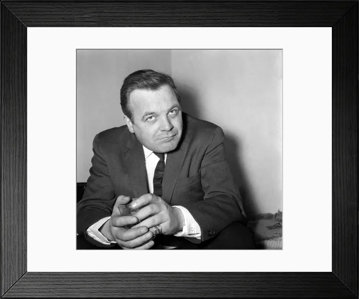 Framed Print : Patrick Wymark actor sitting holding glass April 1964 Framed Print : Patrick Wymark actor sitting holding glass April 1964