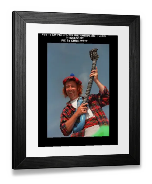 Framed Print : Edinburgh Festival Parade Princes Street August 1997 Man wearing tartan tammy red hair Framed Print : Edinburgh Festival Parade Princes Street August 1997 Man wearing tartan tammy red hair