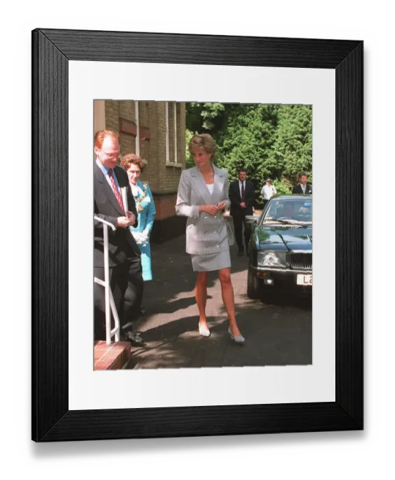 Framed Print : Princess Diana arrives to open the Depaul Trusts Willesden Hostel in London which Framed Print : Princess Diana arrives to open the Depaul Trusts Willesden Hostel in London which