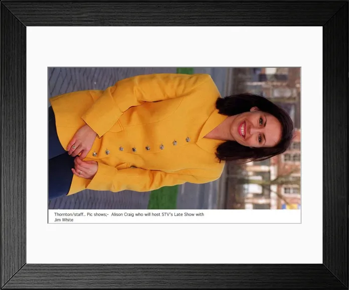 Framed Print : Alison Craig who will host STVs Late Show with Jim White yellow jacket Framed Print : Alison Craig who will host STVs Late Show with Jim White yellow jacket