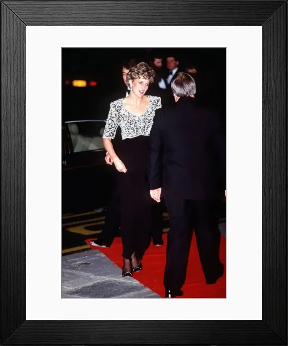 Framed Print : Diana, Princess of Wales arrives for the Royal Premiere of the new film Hear My Song