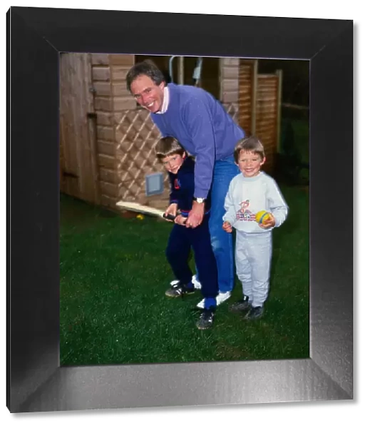 Nick Owen TV Presenter with two sons May 1986 Timothy and Andrew