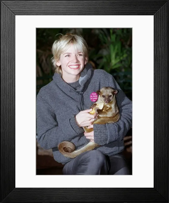 Framed Print : Zoe Ball Radio / TV Presenter October 1998 At London Zoo holding a baby bear she has Framed Print : Zoe Ball Radio / TV Presenter October 1998 At London Zoo holding a baby bear she has