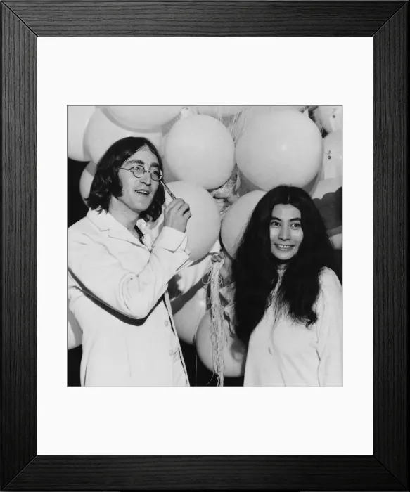 Framed Print : John Lennon with Yoko Ono at You are here art exhibition 1 July 1968 Framed Print : John Lennon with Yoko Ono at You are here art exhibition 1 July 1968