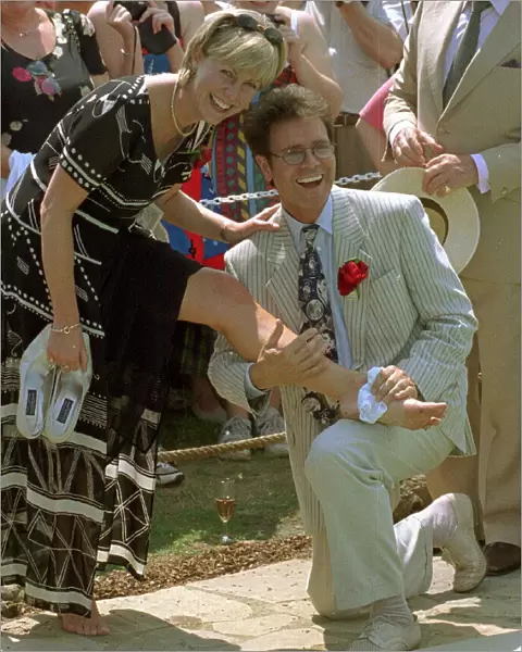 Jill Dando and Sir Cliff Richard - July 1997 Jill Dando TV Presenter cools her feet then