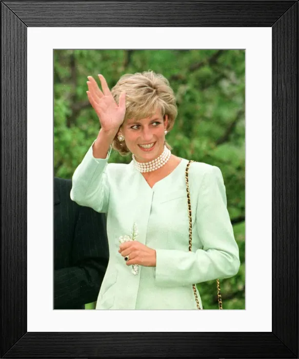 Framed Print : Princess Diana smiles and waves to the students of Northwestern University in Evanston Framed Print : Princess Diana smiles and waves to the students of Northwestern University in Evanston
