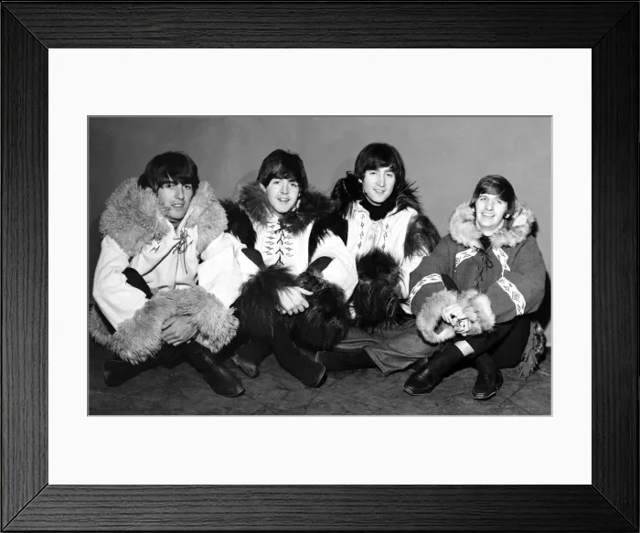 Framed Print : The Beatles rehearse for Another christmas show at Hammersmith Odeon dressed in eskimo