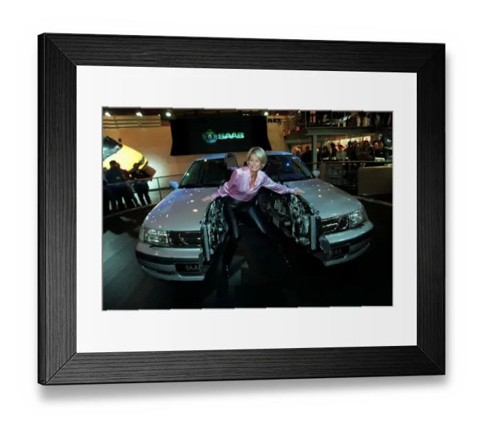 Framed Print : Ulrika Jonsson TV Presenter October 1997 Standing in the middle of a car cut in half Framed Print : Ulrika Jonsson TV Presenter October 1997 Standing in the middle of a car cut in half