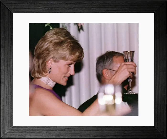Framed Print : Diana, Princess of Wales, takes the toast at a charity gala dinner held in her honour