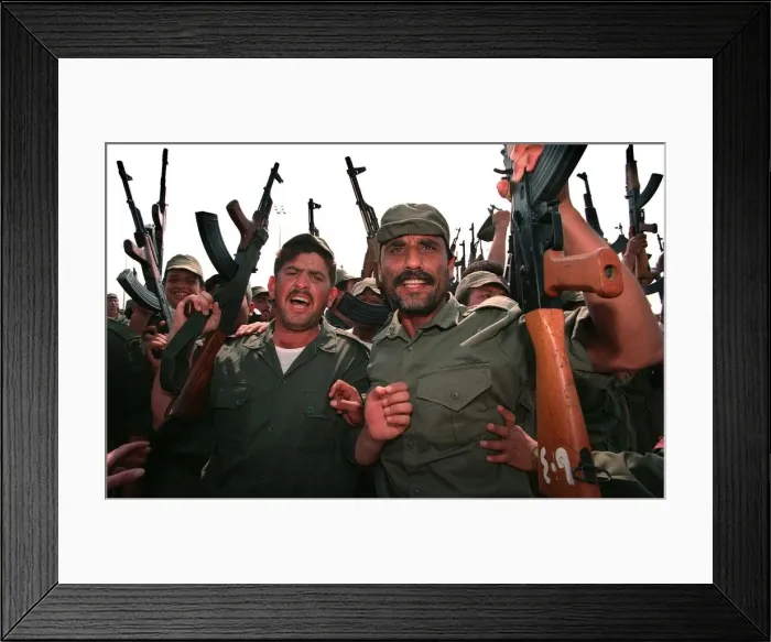 Framed Print : Volunteer Reserve Army May 1998 Parade in Tikrit the birthplace of Saddam Hussein