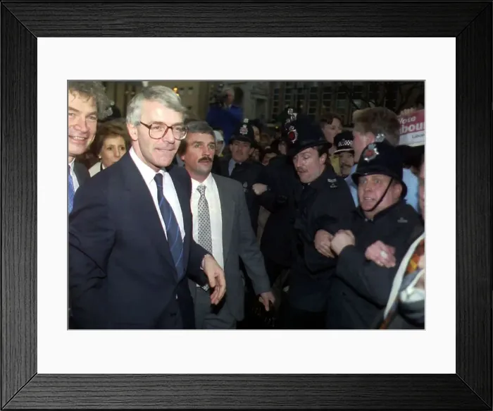 Framed Print : John Major Prime Minister in Bolton during the 1992 election campaign