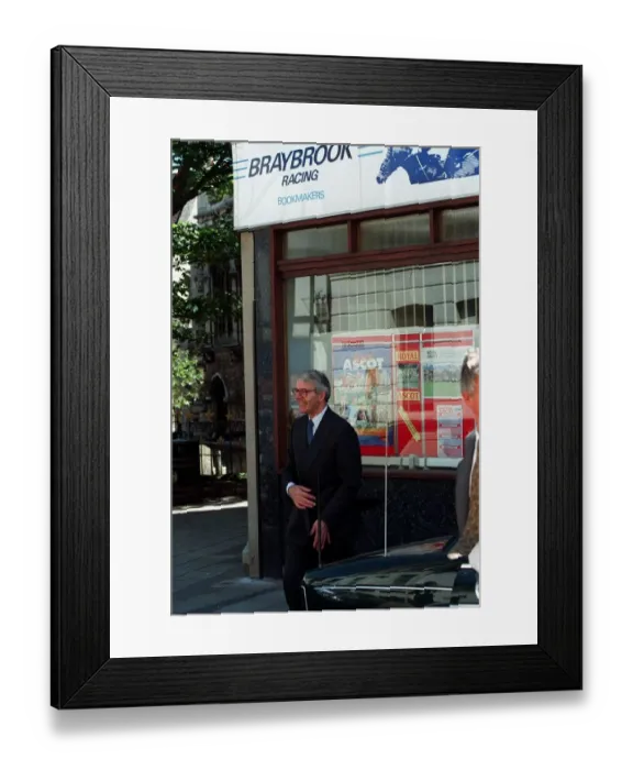 Framed Print : John Major former Prime Minister seen here leaving a betting shop. 23rd June 1995