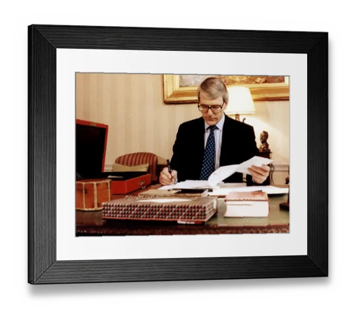 Framed Print : John Major the Prime Minister working in his study at Number 10 Downing Street 1992