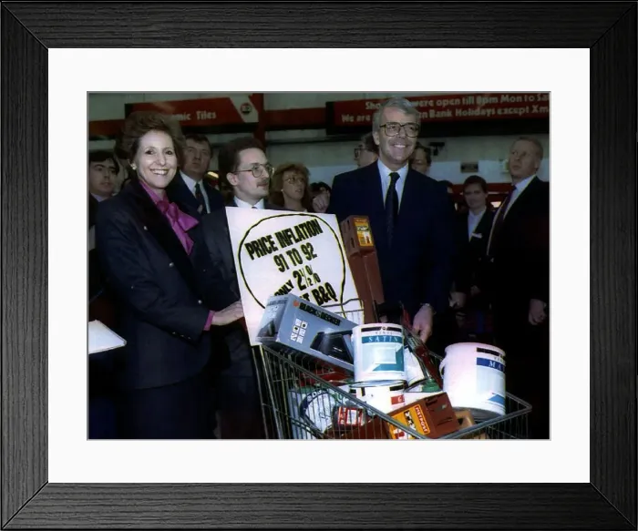 Framed Print : John Major with his wife Norma at a B & Q DIY store in Bradford Framed Print : John Major with his wife Norma at a B & Q DIY store in Bradford