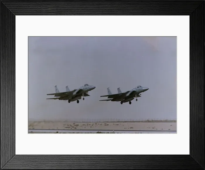 Framed Print : Two McDonnell Douglas F15 Eagles of the Royal Saudi Air Force take off side by side