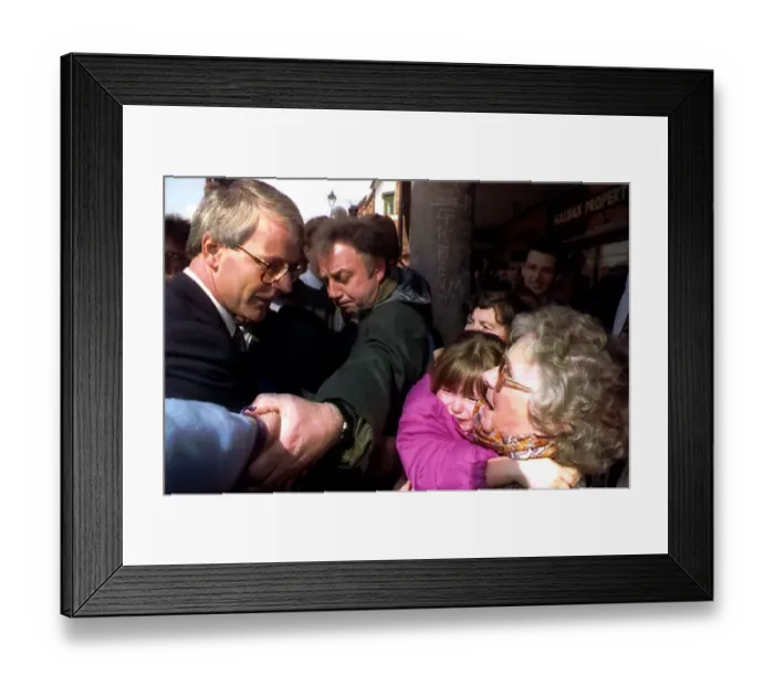 Framed Print : John Major Conservative Prime Minister on Election Campaign in Yarm Market
