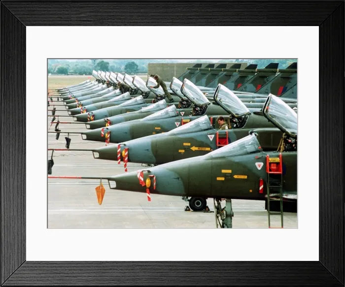 Framed Print : Jaguar fighters are prepared for take off bound for Saudi Arabia durung the Gulf War