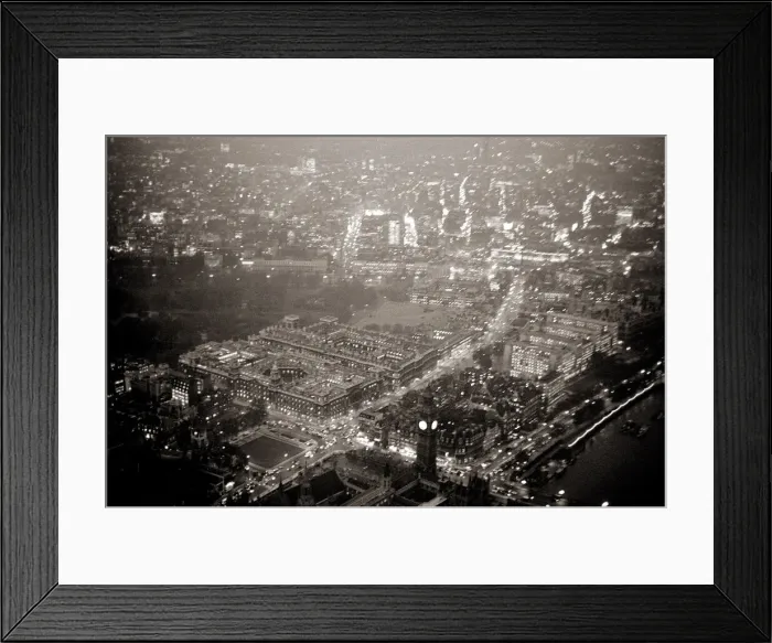 Framed Print : Aerial view of London November 1964 This picture from a helicopter flying at about