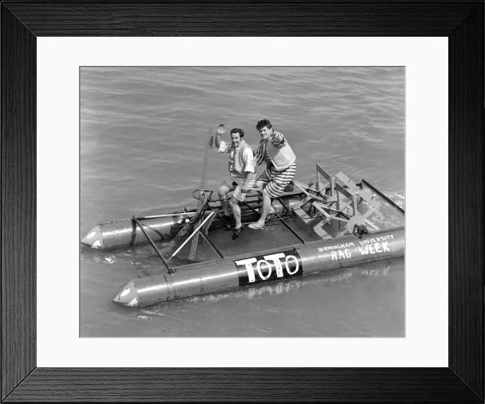 Framed Print : Tandem crosses the English Channel. 20 yr olds Ronald Brooks (front Framed Print : Tandem crosses the English Channel. 20 yr olds Ronald Brooks (front