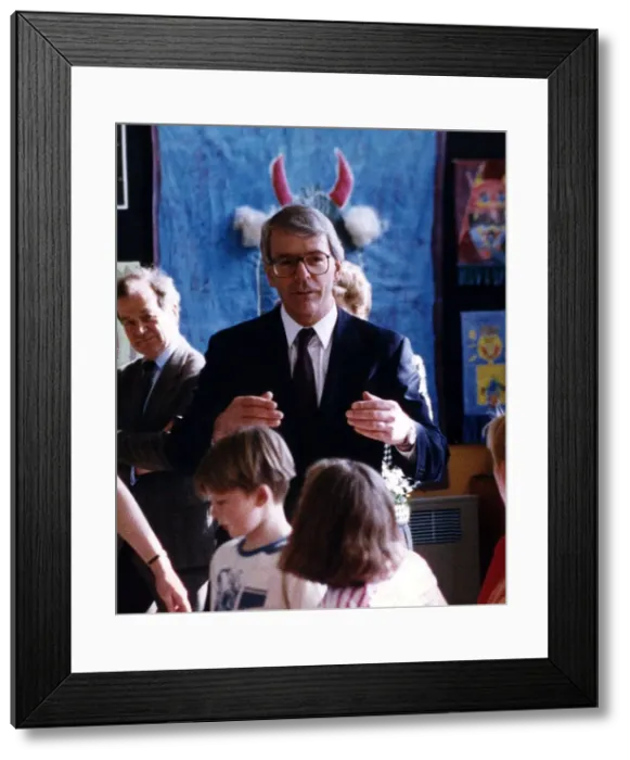 Framed Print : John Major Prime Minister with children during election campaign 1992 Framed Print : John Major Prime Minister with children during election campaign 1992