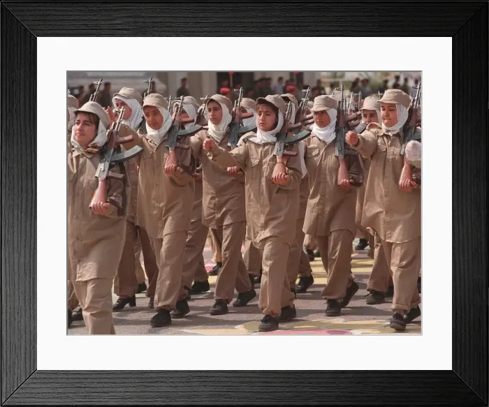 Framed Print : Volunteer Reserve Army May 1998 Womans Unit Parade in the streets of Tikrit