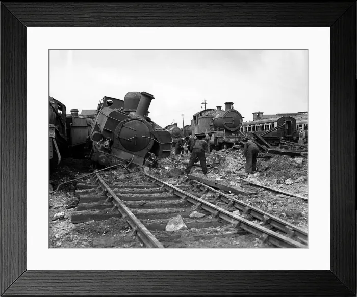 Framed Print : Great Western Railways depot at Newton Abbot was hit during a night of bombing in Framed Print : Great Western Railways depot at Newton Abbot was hit during a night of bombing in