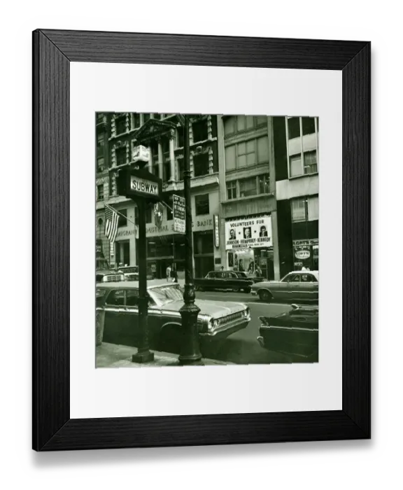 Framed Print : USA New york street scenes cars parked on the street October 1964