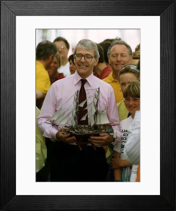 Framed Print : John Major visits Grafton Water sailing club in Huntingdon Framed Print : John Major visits Grafton Water sailing club in Huntingdon