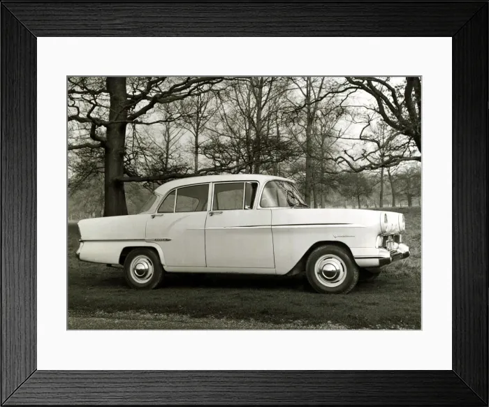 Framed Print : Vauxhall Victor Parked in woodland roadside surrounded by trees Styled like Framed Print : Vauxhall Victor Parked in woodland roadside surrounded by trees Styled like