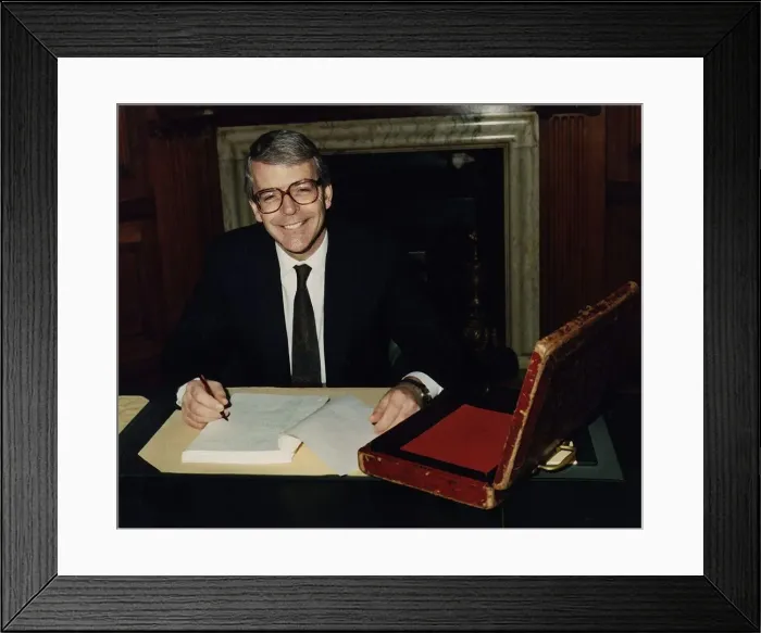 Framed Print : John Major former Chancellor of the Exchequer in the Treasury