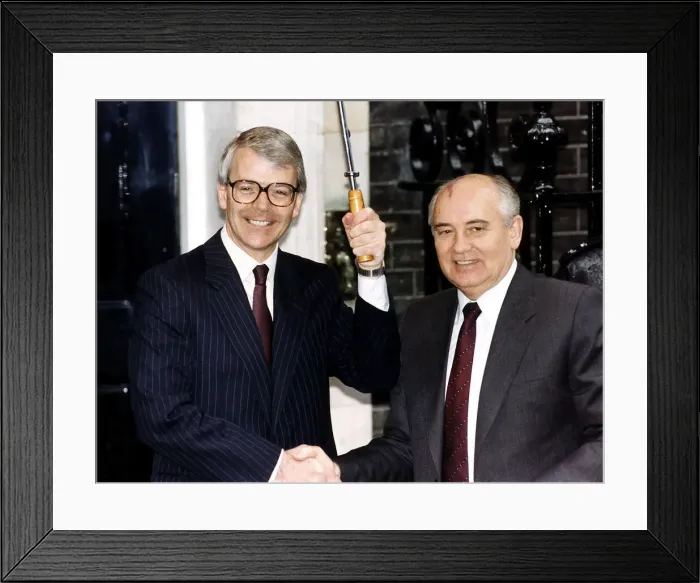 Framed Print : John Major British Prime Minister meets Russian President Mikhail Gorbachev outside 10 Framed Print : John Major British Prime Minister meets Russian President Mikhail Gorbachev outside 10