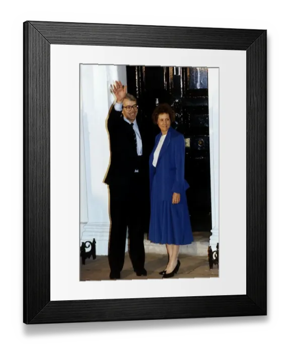 Framed Print : John Major Prime Minister with his wife Norma outside 11 Downing Street 1990