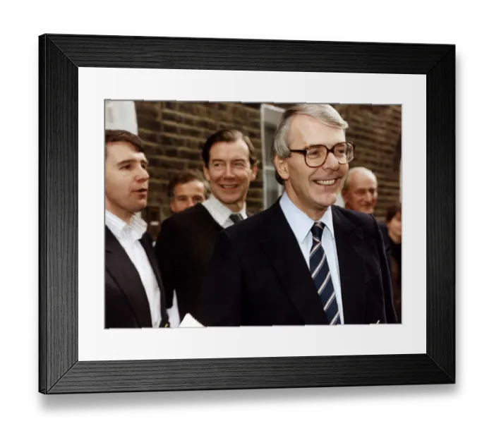 Framed Print : John Major outside his Leadership Campaign Headquarters in London 1990