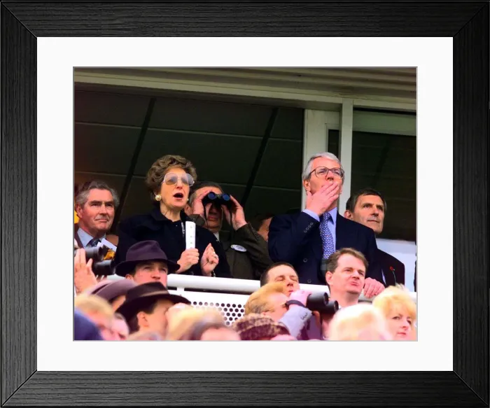 Framed Print : John Major Prime Minister and wife Norma getting excited as they watch the April 1997