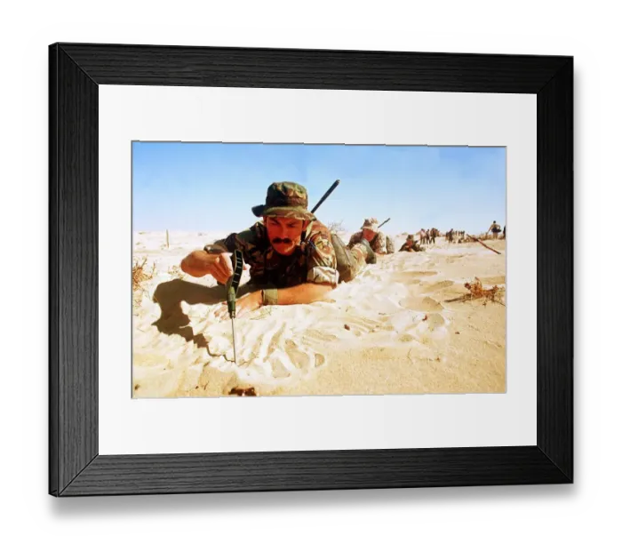 Framed Print : Members of the 7th armoured division the Desert rats practise search