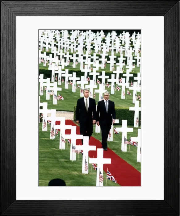 Framed Print : John Major MP Prime Minister walking through a War Cemetery with President Bill Clinton Framed Print : John Major MP Prime Minister walking through a War Cemetery with President Bill Clinton