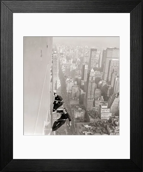 Framed Print : Window Cleaners a 1000 foot above the side walk cleaning the windows of the Empire State Framed Print : Window Cleaners a 1000 foot above the side walk cleaning the windows of the Empire State
