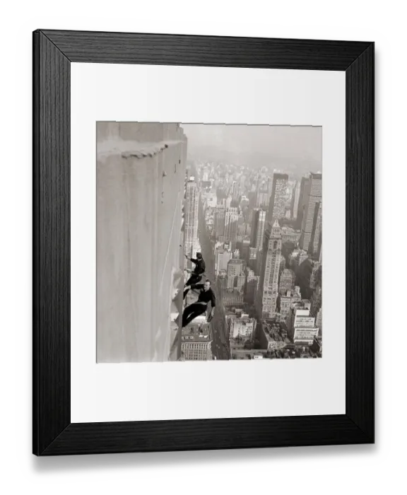 Framed Print : Window Cleaners a 1000 foot above the side walk cleaning December 1964 A©Mirrorpix