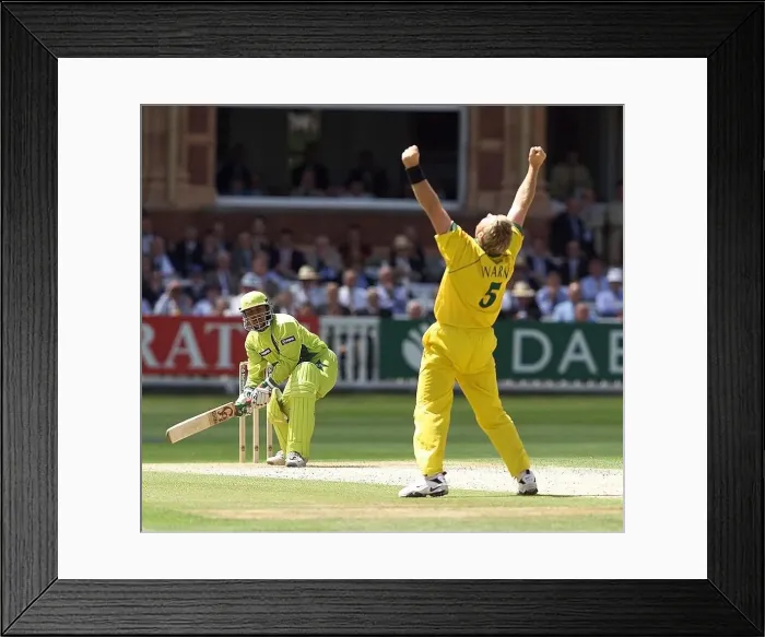 Framed Print : Cricket World Cup Final 1999 Australia v Pakistan June 1999 Shane Warne of Framed Print : Cricket World Cup Final 1999 Australia v Pakistan June 1999 Shane Warne of