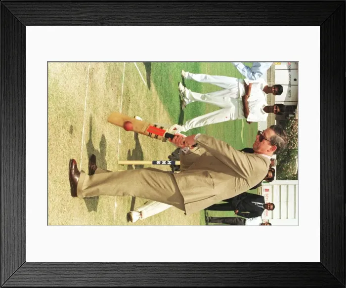 Framed Print : Prince Charles playing cricket in Sri Lanka February 1998 on a state visit at a