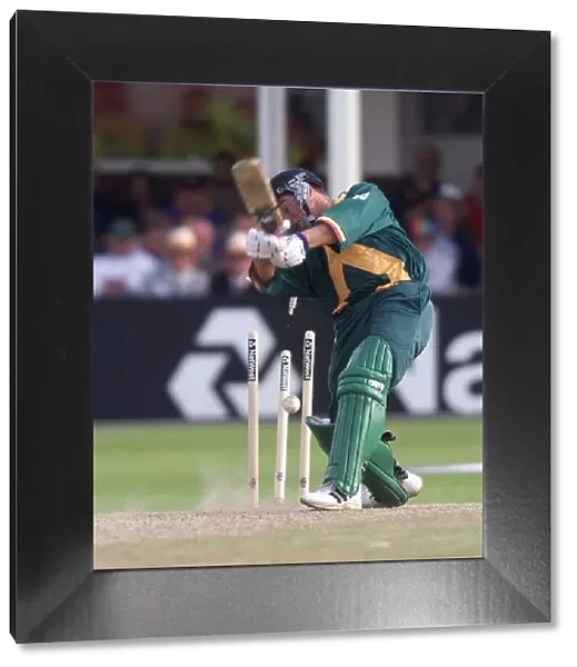 Adam Boucher Cricket Player is bowled June 1999 Adam Boucher of South Africa is
